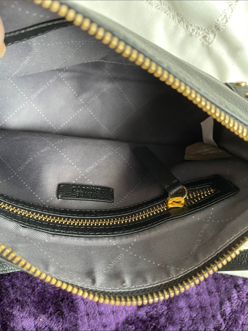Vince Camuto Black Leather Crossbody with Gold Hardware & Duo Face Brush New-EUC - Picture 6 of 11